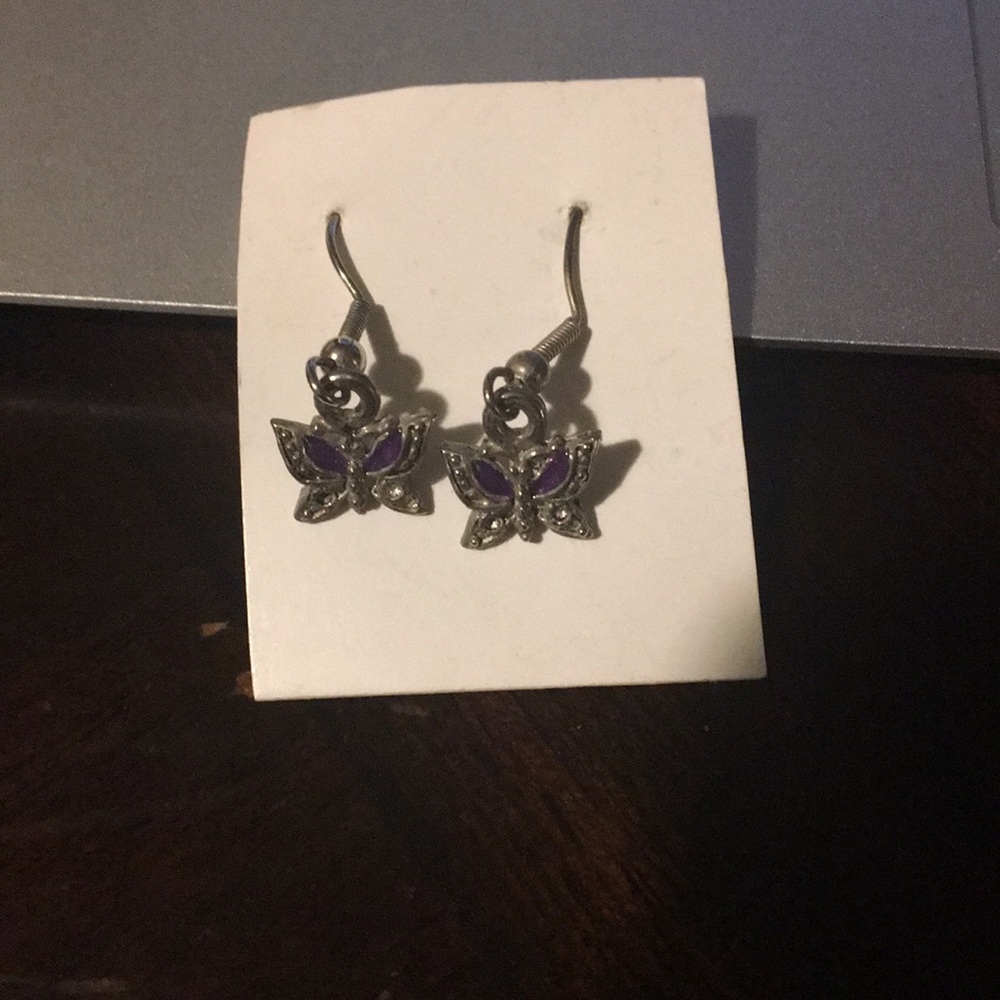 Purple butterfly earrings